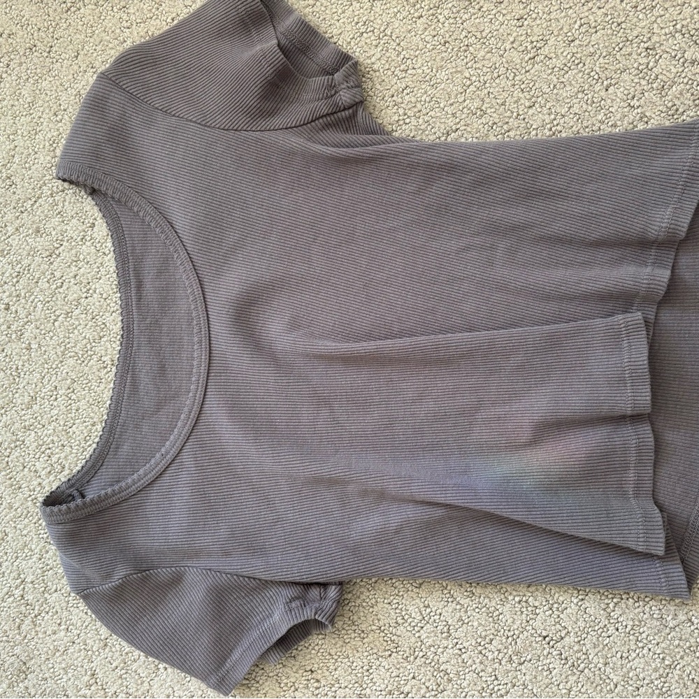 Women's Gray Ribbed Top - Picture 4 of 4